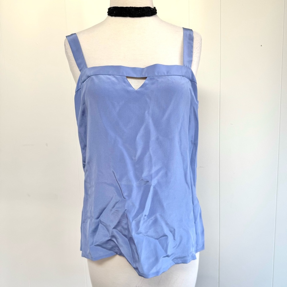 Vintage UMI Collections by Anne Crimmons 100% Silk Sleeveless Blouse Periwinkle